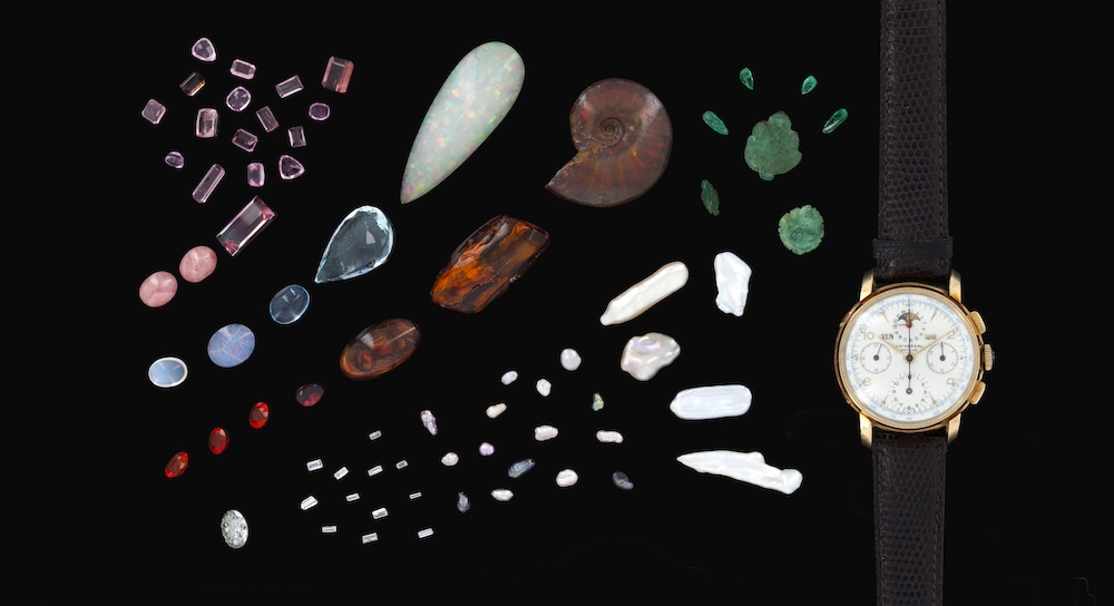 Watches, precious and ornemental gemstones, jeweler's stock